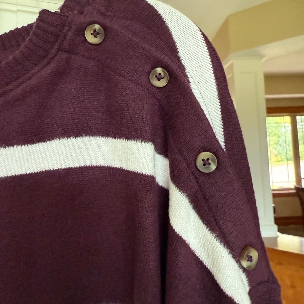 NWT Sonoma Women’s XL Maroon Striped Knit Sweater. Beautiful drape and Soft! - Picture 3 of 12